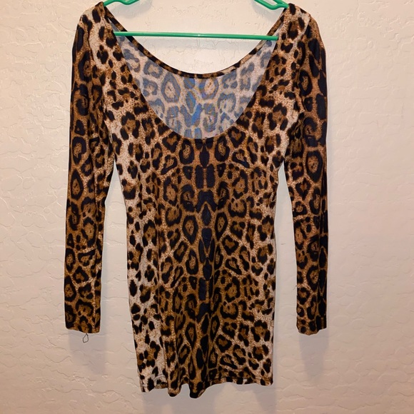 Cheetah print long sleeve mini dress - Picture 2 of 2